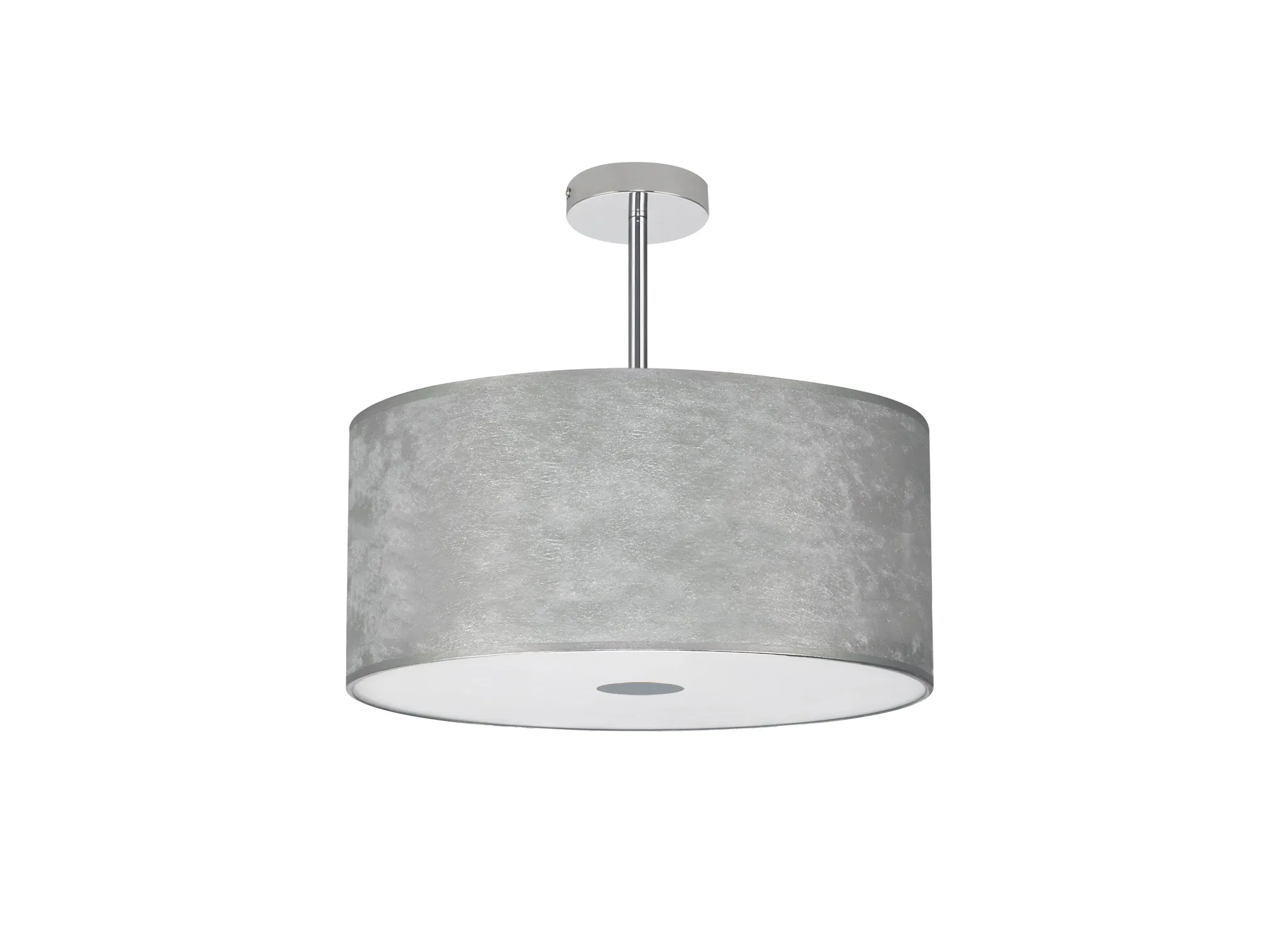 Baymont 50cm Semi Flush 3 Light Polished Chrome, Silver Leaf, Frosted Diffuser DK0793  Deco Baymont CH SL